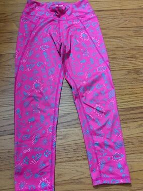 tek gear Hot Pink Leggings with Blue Icon Print